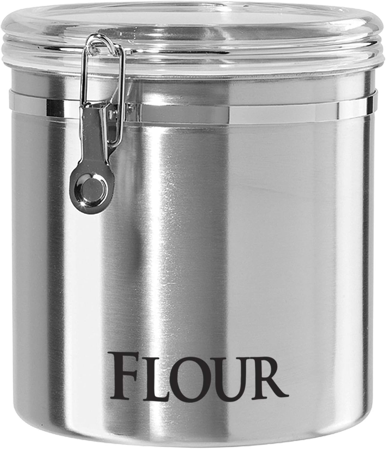 Oggi Jumbo 8" Stainless Steel Flour Clamp Canister - Airtight Food Storage Container Ideal for Kitchen & Pantry Storage of Flour or other Bulk, Dry Foods. - Thumbnail 2