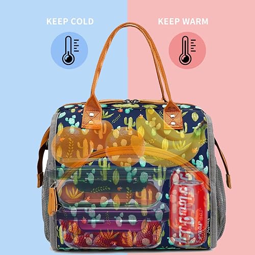 Miniatura 2 de FlowFly Bolsa de almuerzo aislada para mujeres, hombres, grande y reutilizable, con asa, bolsa de trabajo y viaje y organizador de preparación de