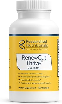 Researched Nutritionals RenewGut Thrive - Gut Health Supplements with Pasteurized Akkermansia Muciniphila & Tributyrin Postbiotics - Support A Healthy Gut Barrier & Immune Function 150 Capsules