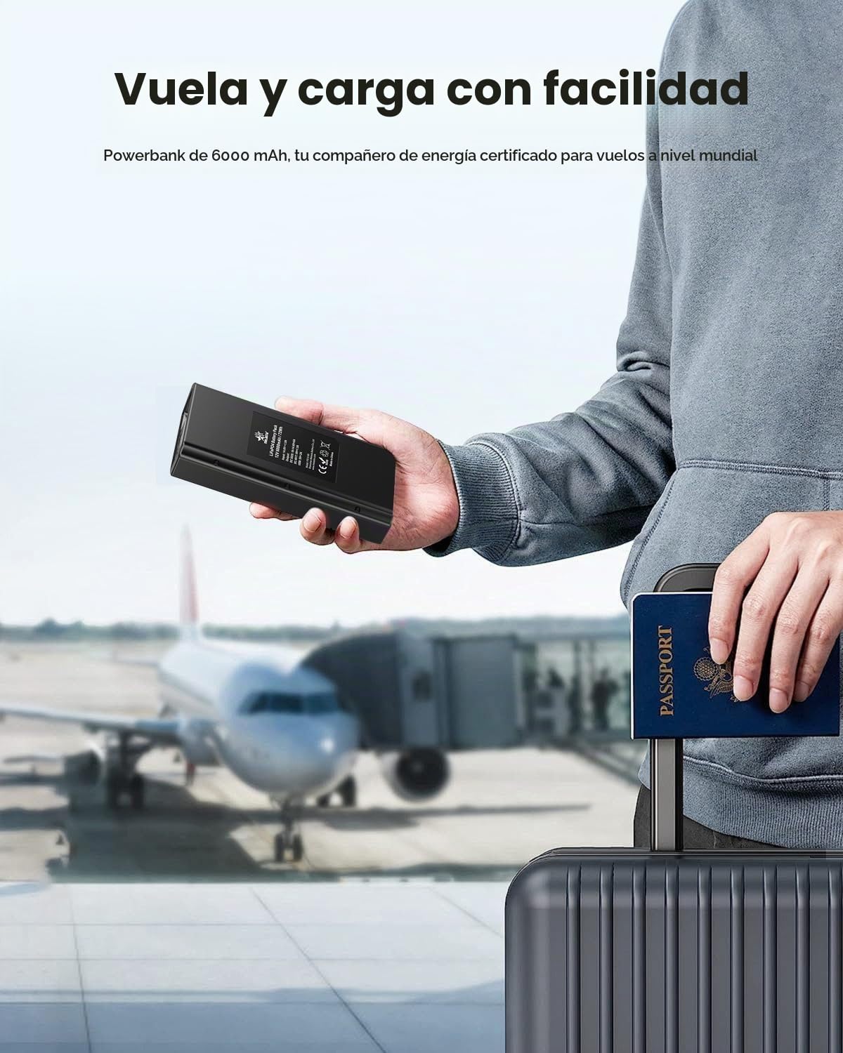 melasta Powerbank12V, LiFePO4 Batería Externa 6000mAh con Puerto de Carga Multifunción de 12V 9V DC y 5V USB para Smartphones, Tiras LED, Radios y Miniventiladores