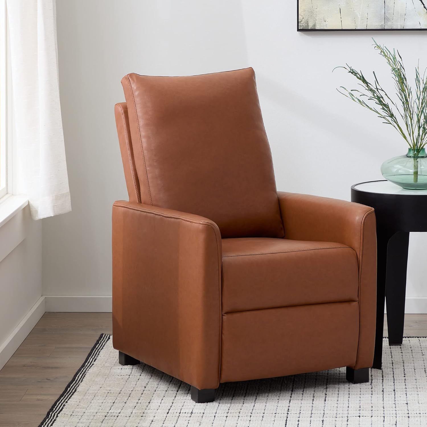 Edenbrook Adams Modern Round Arm Recliner Living Room Chair, Camel : Everything Else