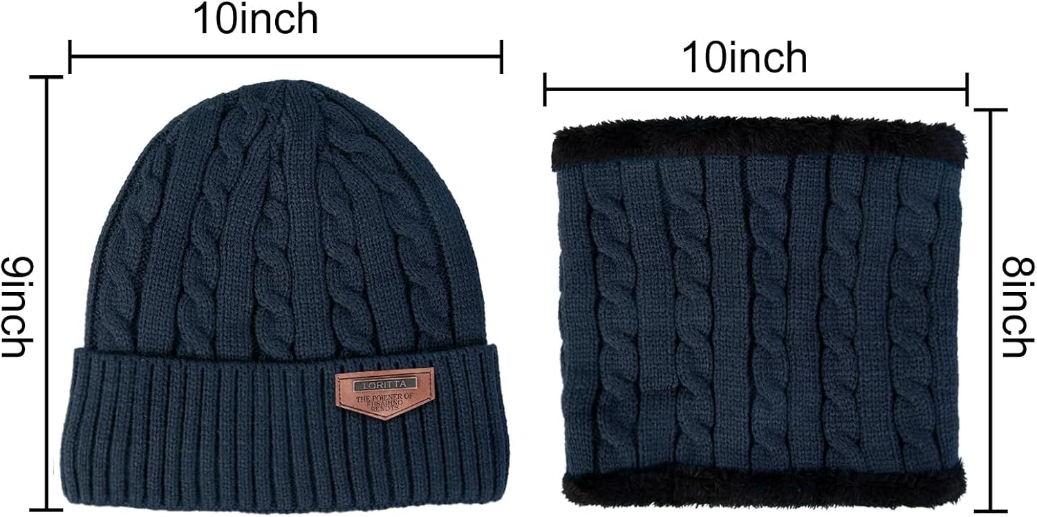 Winter Beanie Hats Scarf Gloves Set Thick Warm Slouchy Beanies Hat Knit Skull Cap Neck Warmer for Men Women - Image 3