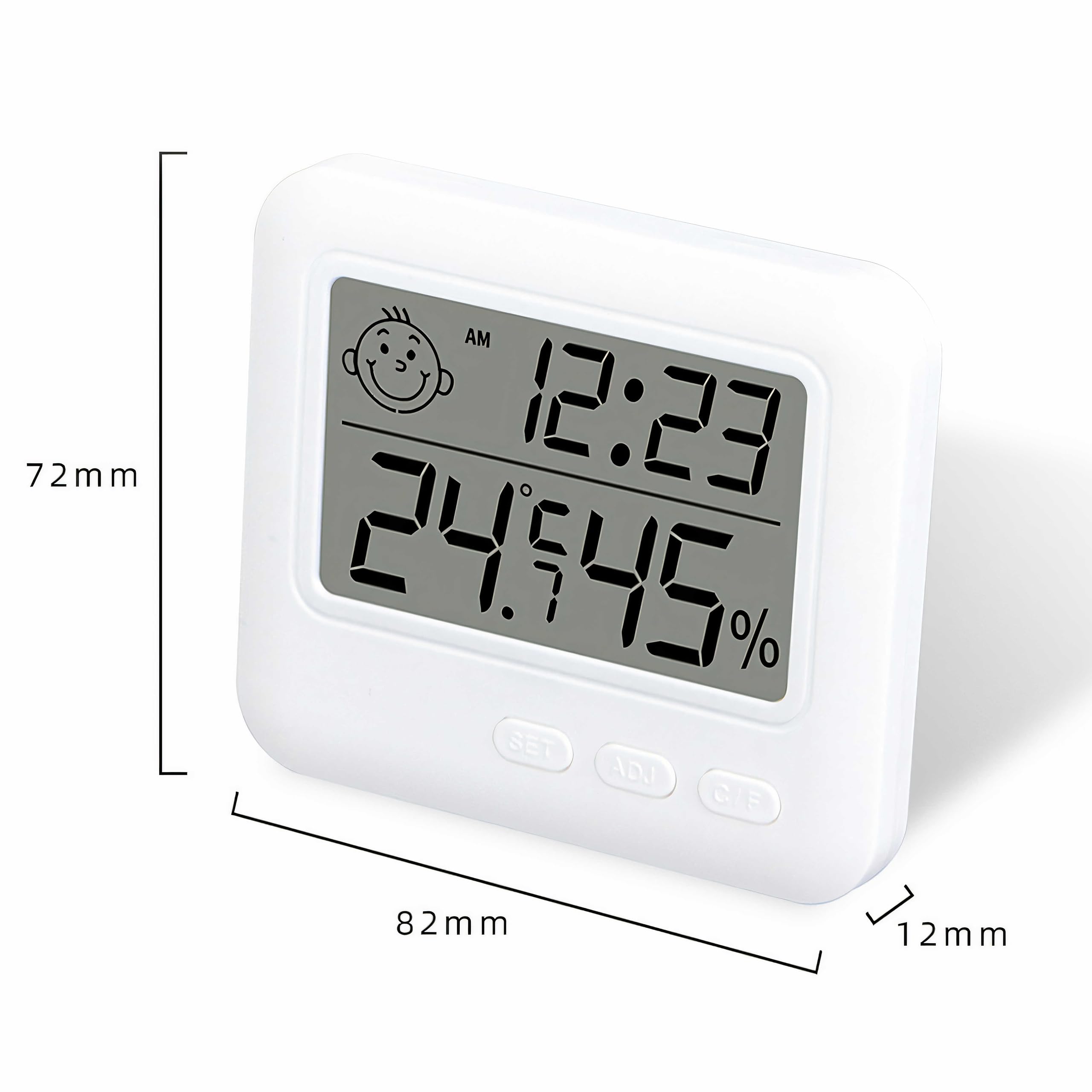 Retoo Termometr, Higrometr do wnętrz, monitor temperatury, pokojowy, miernik wilgotności, zasilanie bateryjne, duży, LCD do biur, domu, dla gadów, biały, kolor