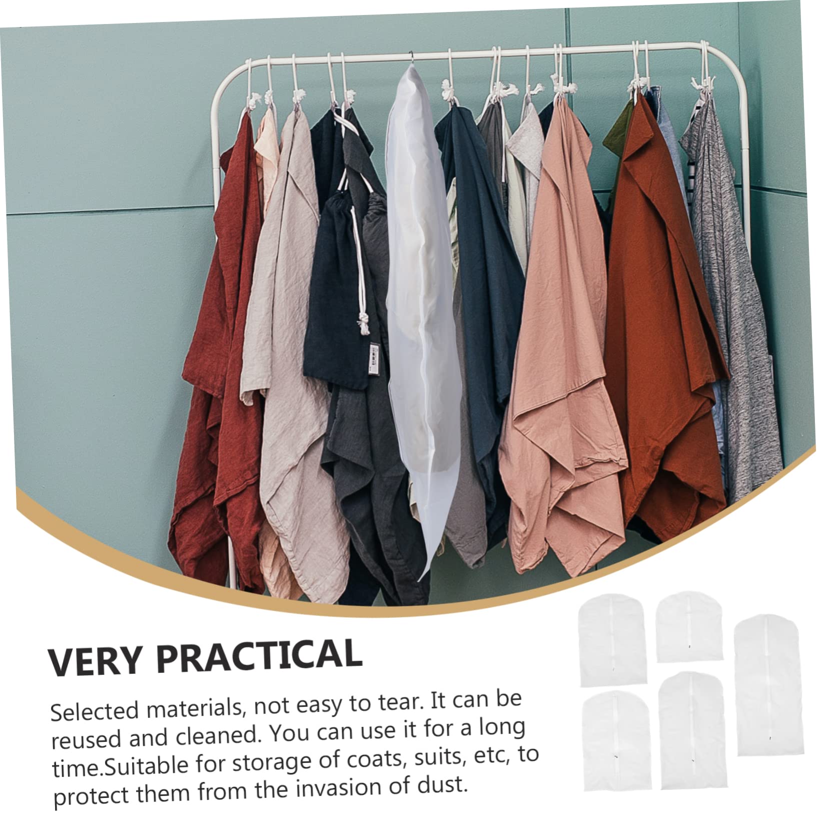 5piezas Funda Protectora De Ropa Translucida y Resistente Para Almacenamiento De Abrigos y Trajes Organizador De Ropa