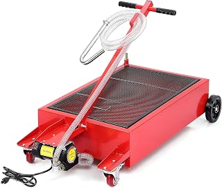 GarveeTech 20 Gallon Low Profile Electric Oil Drain Pan with 110V Pump, 8ft Hose, Folding Handle & Rolling Cart for Trucks, RVs, Cars