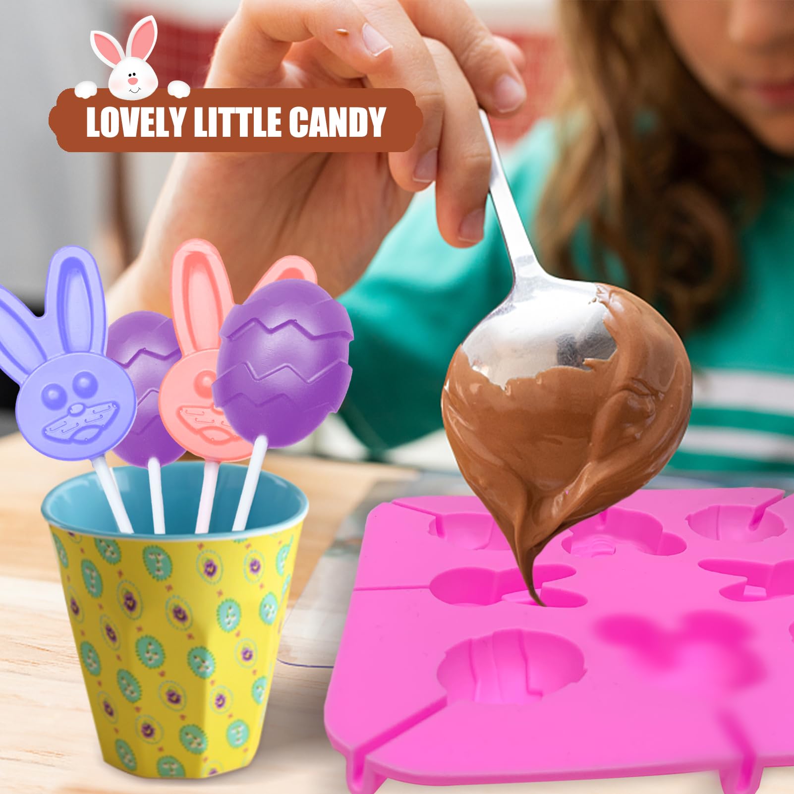 2 stuks siliconen vormen voor lolly's, 12 bakvormen, paaseieren, konijnen, bakvorm, desserttttools, herbruikbare zeep, chocolade, cake, pudding jelly mould, voor Pasen, creatieve doe-het-zelf
