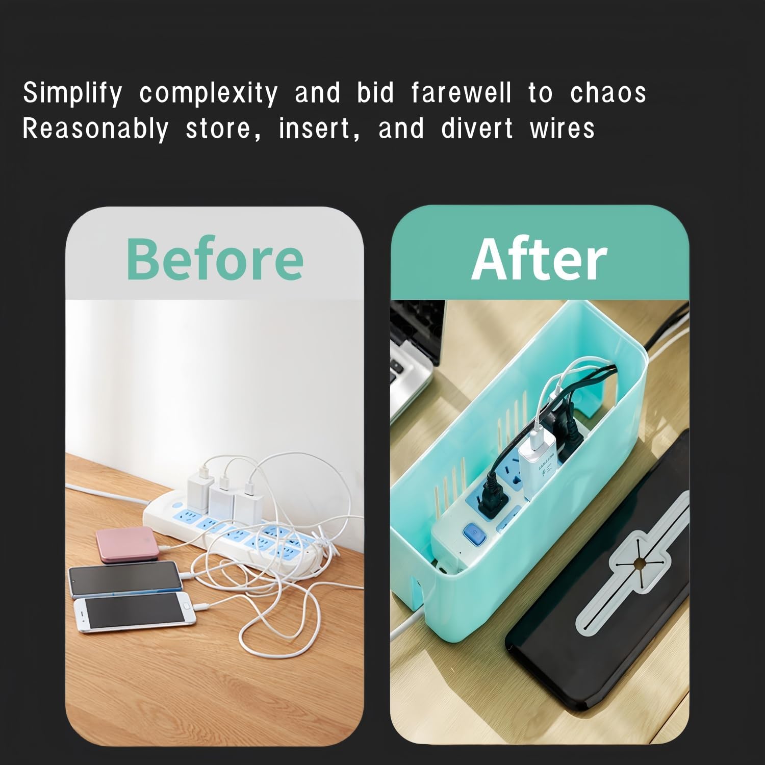Power Extension Cord Storage Box, Floor Socket Concealment Device Compatible Storage Box for Desk Cables, Office Cable Storage Box, Baby Protection Cable setcable Box