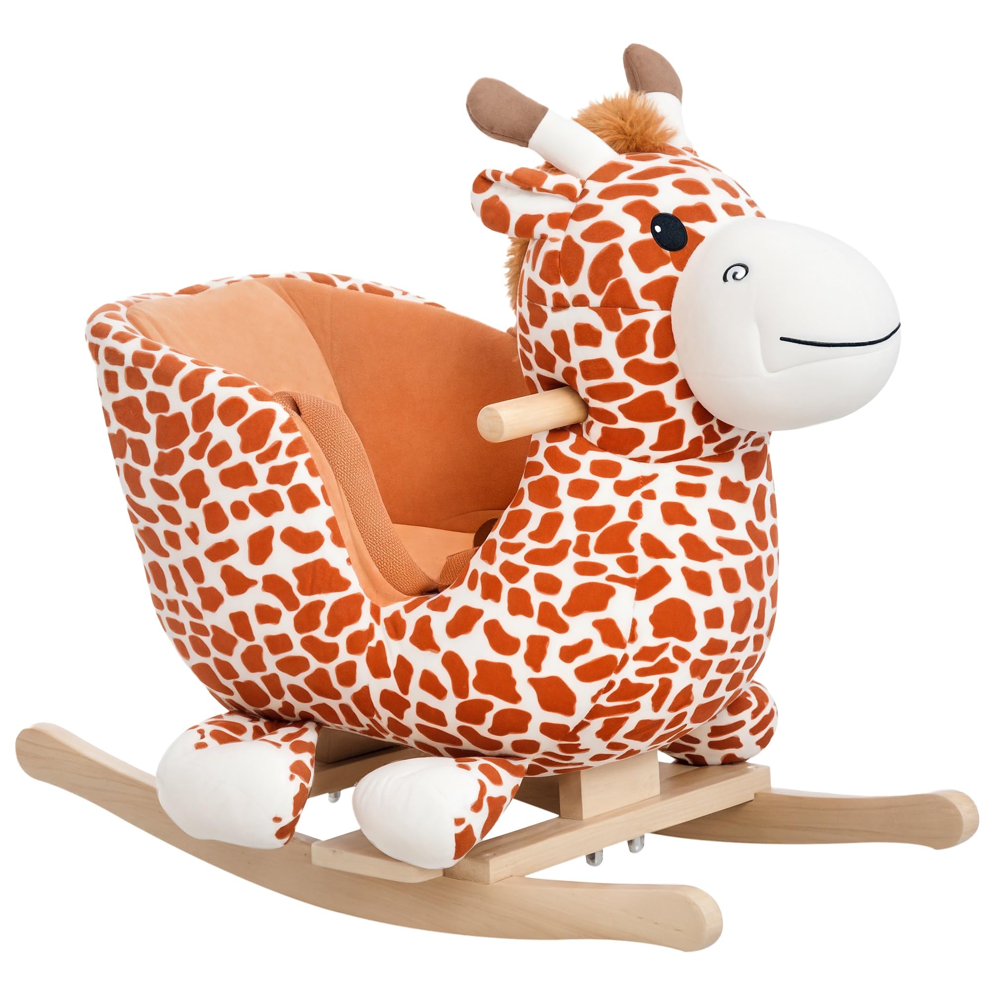 Qaba Kids Plush Ride-On Rocking Horse Toy with Song for 18-36 Months Brown
