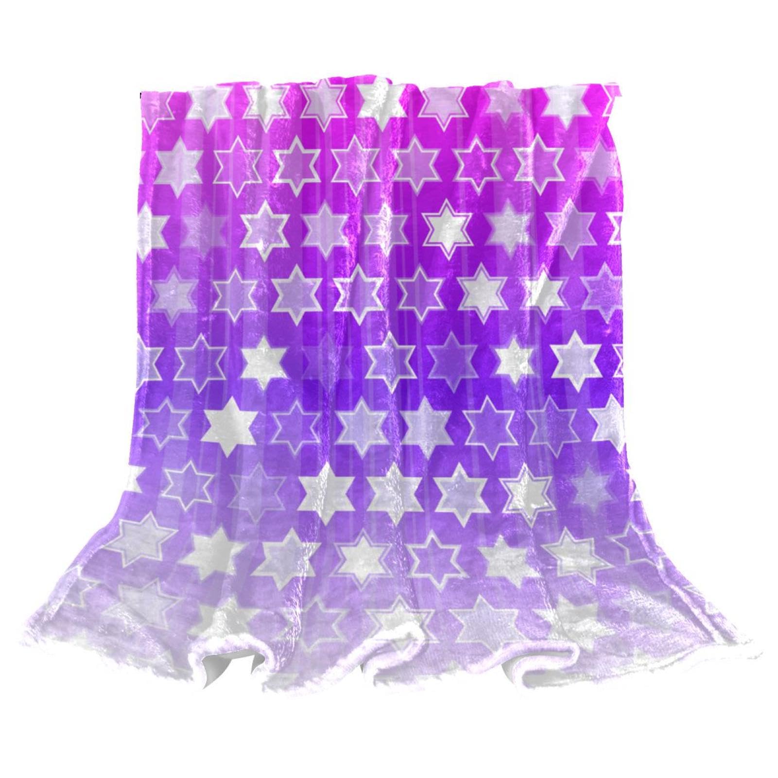Couverture polaire étoiles violettes | Plaid microfibre chaud et doux 150x100
