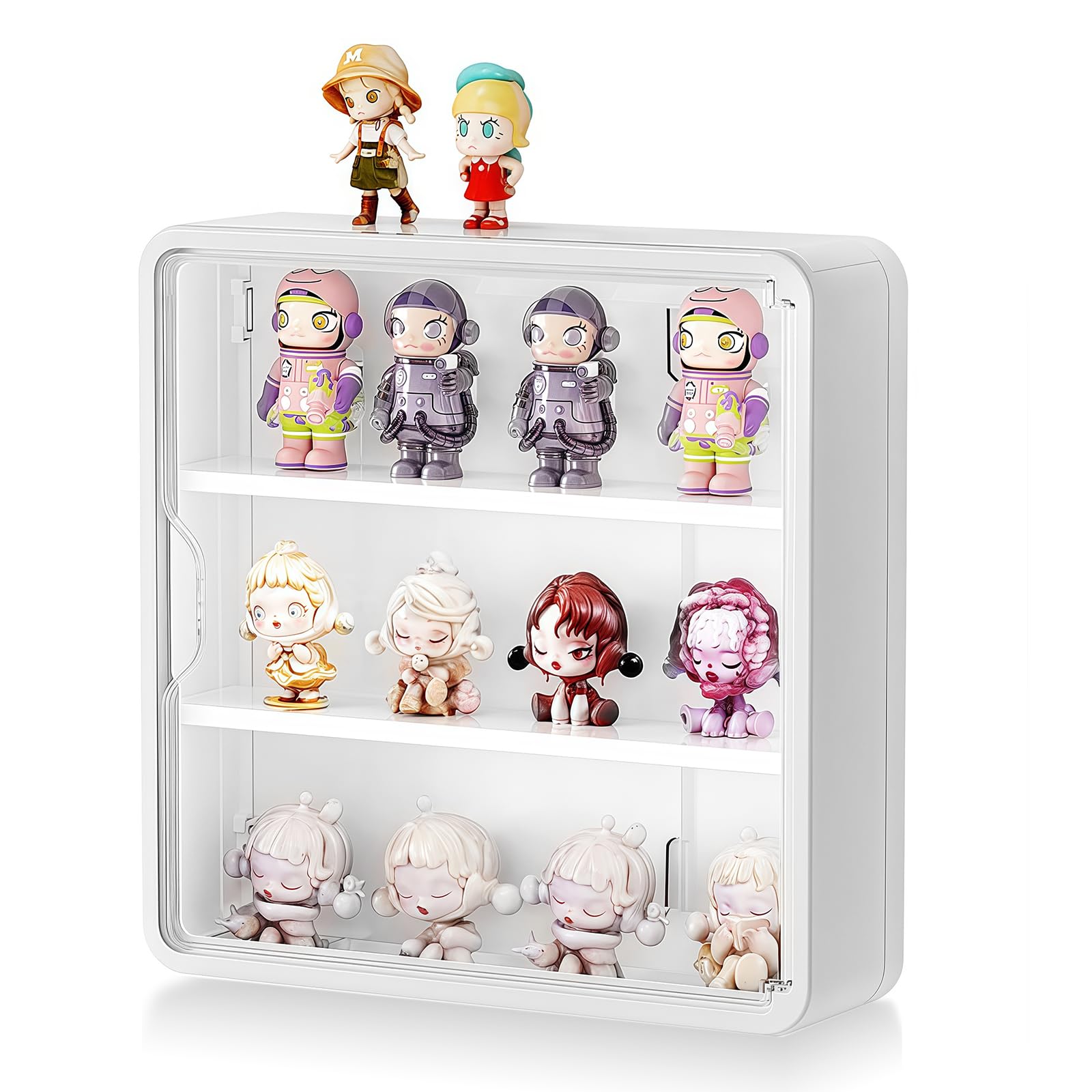Vitrina de acrílico para colección: caja de exhibición acrílica con puerta magnética - Caja de almacenamiento transparente de 3 capas a prueba de polvo para coleccionables, figuras de acción