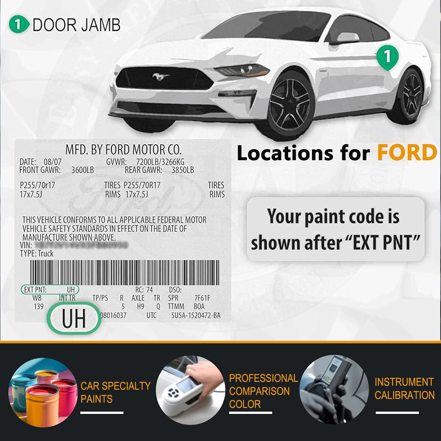 Touch Up Paint for Ford Velocity Blue Metallic(E7), Color Exact Match Auto Paint Repair Pen Fix Chips and Nicks Scuff