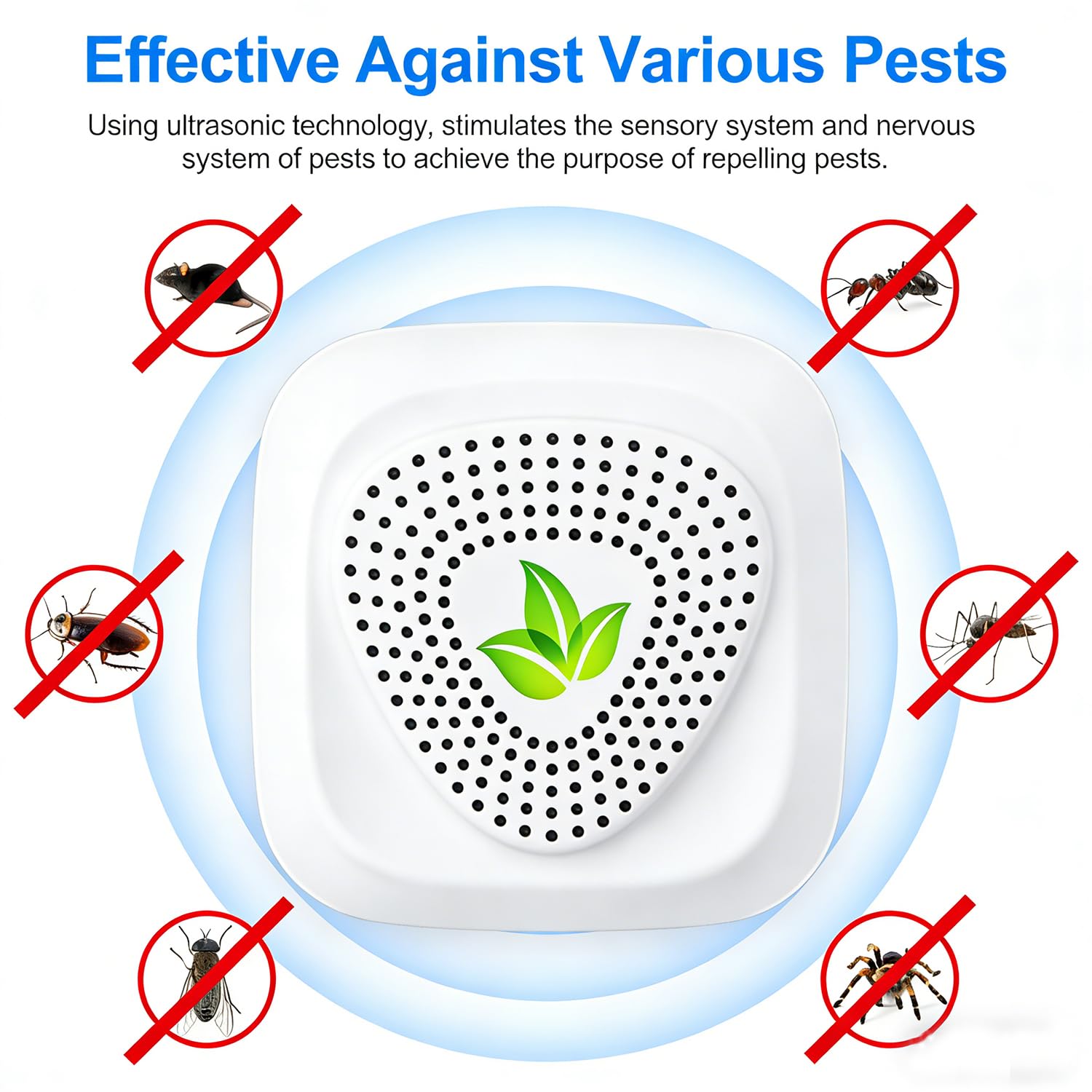 Exterior Repelente Ultrasónico de Plagas,Nuevo Electrónico Repelente Mosquitos Insectos para Interiores Anti Cucarachas, Moscas,Mosquitos,Ratones,Arañas,Inofensivo para Mascotas y Humanos(4 Pack)