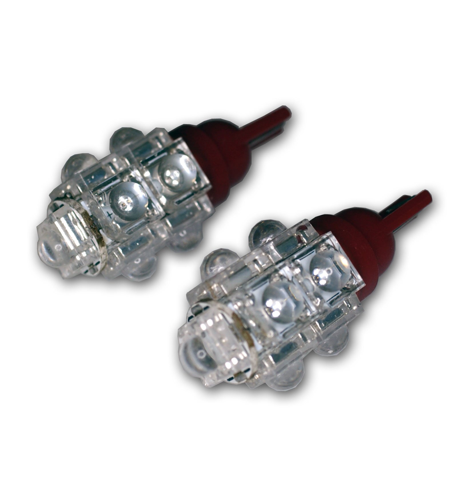 Tuningpros LEDSTL-T10-R9 Step Light LED Light Bulbs T10 Wedge, 9 Flux LED Red 2-pc Set