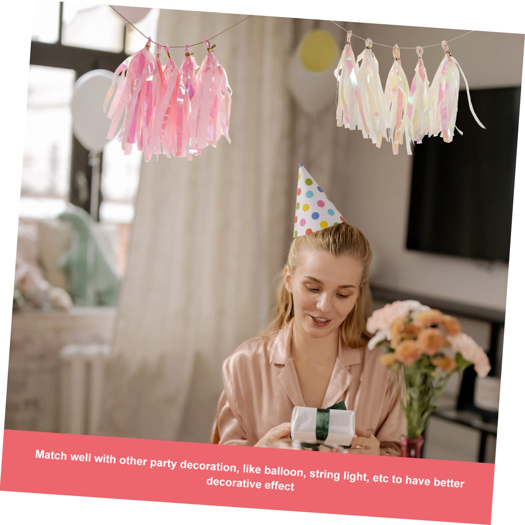 Abaodam 12 Sets Flexible Quaste Banner Für Hochzeit Geburtstag Party Baby Dusche Hängende Dekorationen Quaste Girlanden