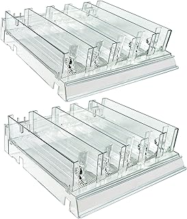 Azar Displays 225830-TALL-CLR Adjustable Tall Divider Bin Cosmetic Tray with Pushers - Customize Slot Size to Product, Clear 2-Pack