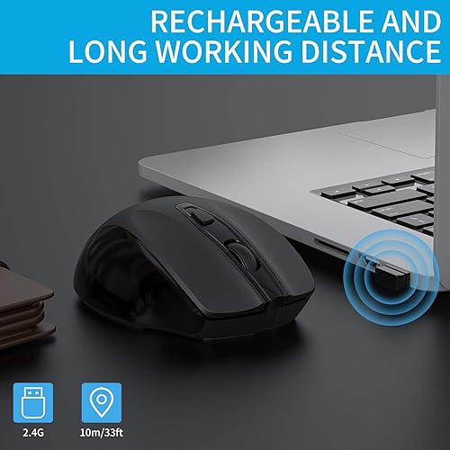 Miniatura 2 de Ratón inalámbrico, 2.4G Slim Silent Travel Ratón óptico inalámbrico con receptor USB para computadora portátil, PC, MacBook, Chromebook y portátil
