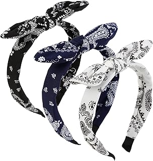 عصابات راس على شكل فيونكة للنساء والفتيات من ايبفريد، عصابة راس بوهو غير قابلة للانزلاق لطيفة معقودة للنساء، عصابات راس بيزلي باندانا عقدة علوية، اربطة راس عمامة 3 قطع