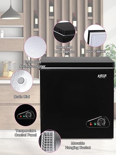 Miniatura 6 de Congelador de pecho, termostato ajustable, congeladores compactos con cesta de almacenamiento extraíble para casa, cocina, garaje, sótano, 5.0 pies