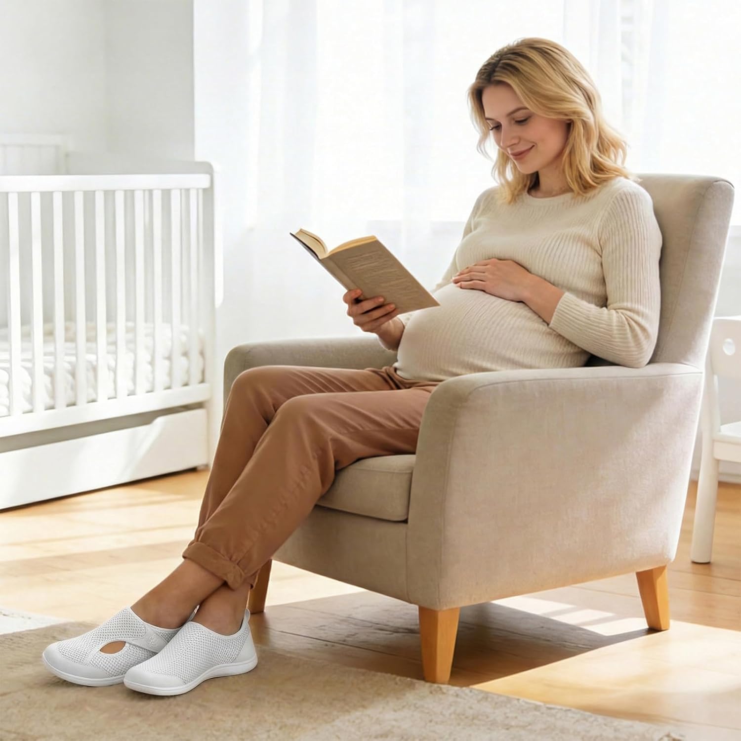 LeIsfIt Womens Wide Diabetic Shoes Adjustable Barefoot Walking Shoes Breathable Zero Drop Sneakers for Wide Width Arthritis Edema Feet - Image 2