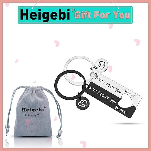 Miniatura 2 de Heigebi Couple Keychain Gifts for Boyfriend Girlfriend Husband Wife Valentine's Day Anniversary Birthday Wedding Presents