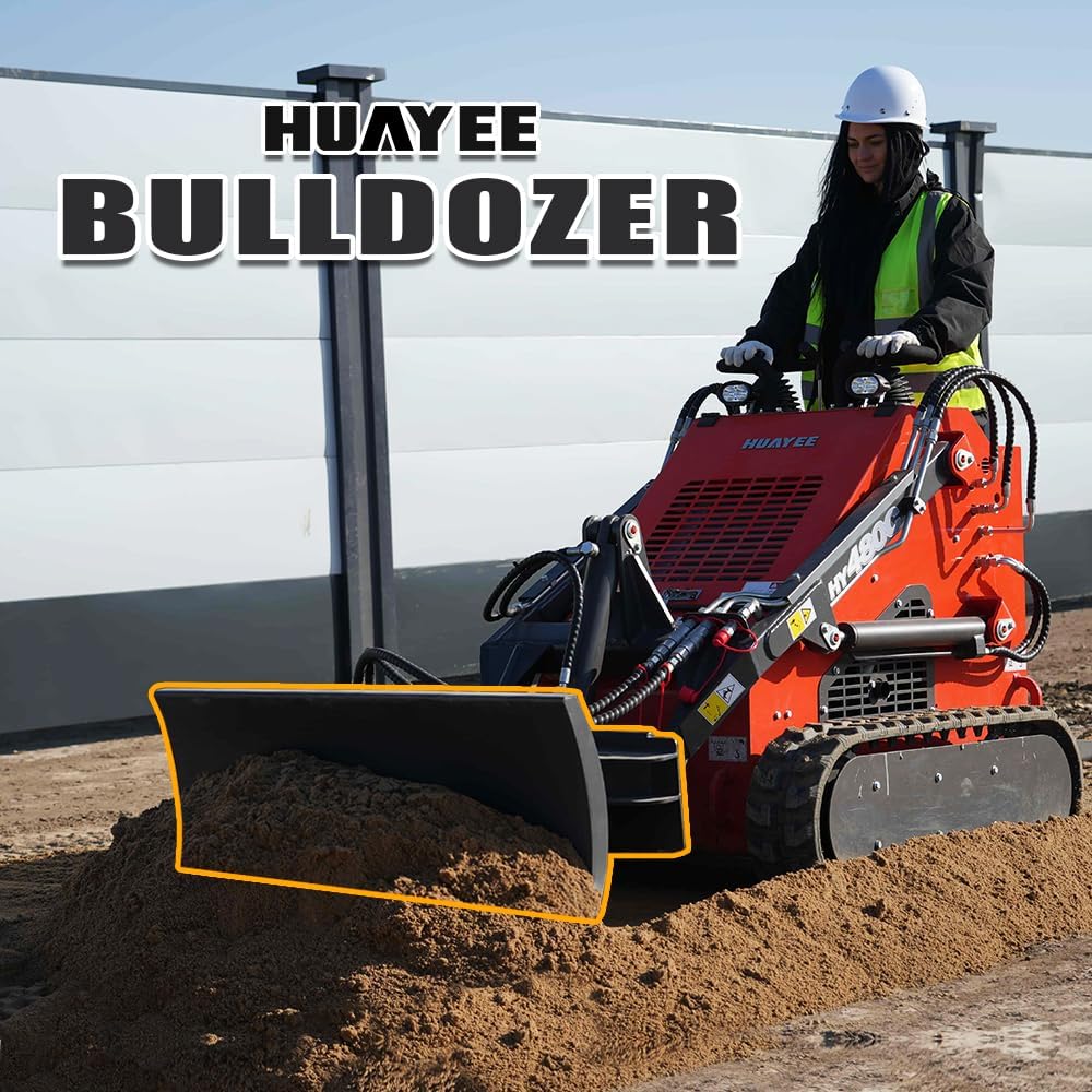 Dozer Blade Attachment for Mini Skid Steer Loaders - Straight Push Blade for Grading, Leveling & Backfilling - Verify Fit: 588mm Plate Width, 360mm Ear Center, 140mm Mount Height