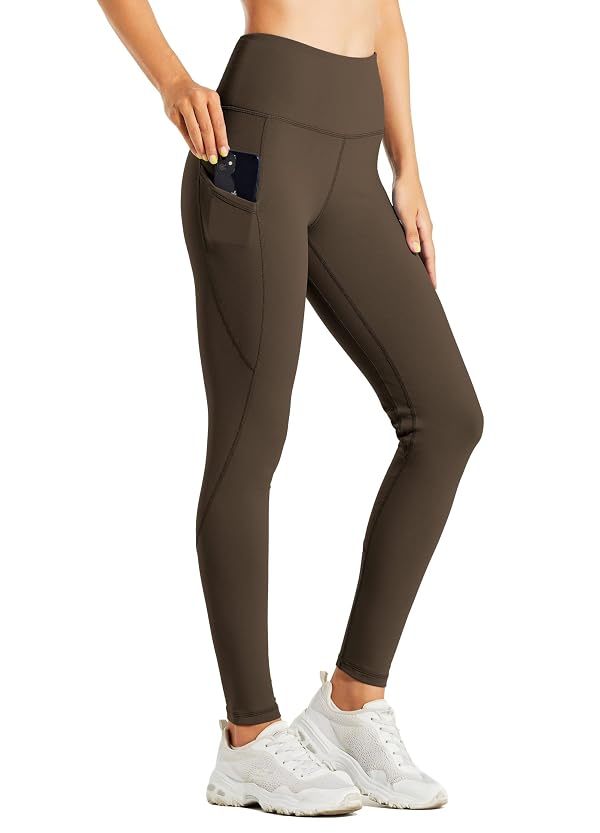 Willit Women's Fleece Lined Leggings Water Resistant Winter Pants 4 Pockets Brown XXL by Willit - Used condition - Image 2