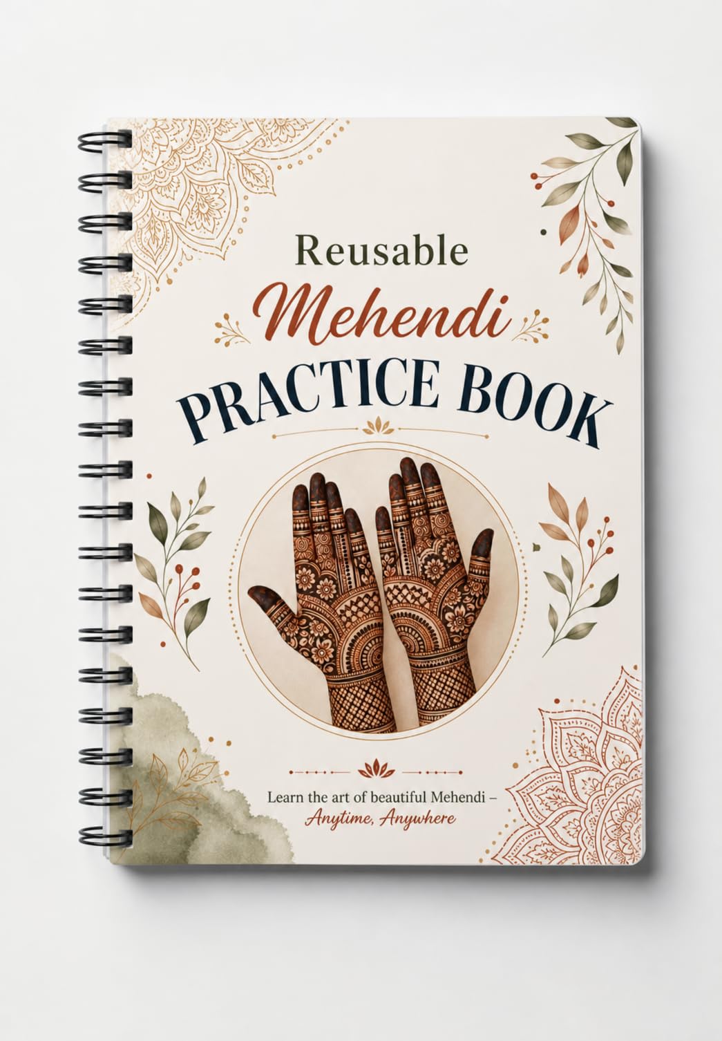 Mehndi & Henna Practice Book Durable Reusable 14-Pages (Both Sides) for 11,000+ Uses | Ideal for Beginners, Bridal & Professional Designs-picture-17
