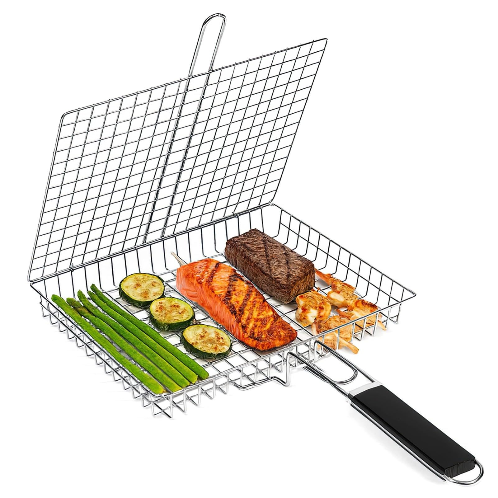 Outil de barbecue en acier inoxydable pliable pour cuisson viande et poisson