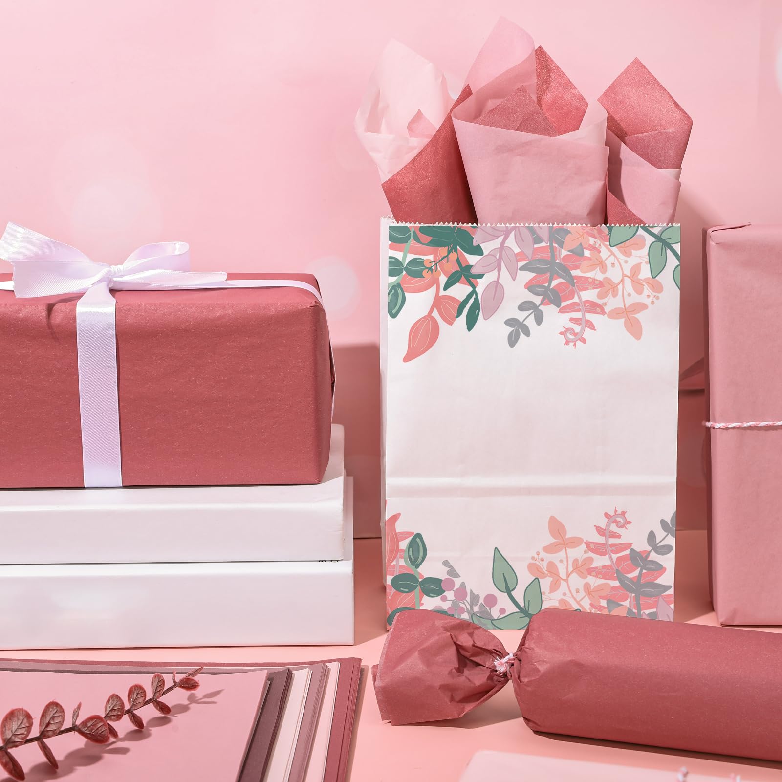 Lot De 60 Feuilles De Papier De Soie Rose Multicolore Pour