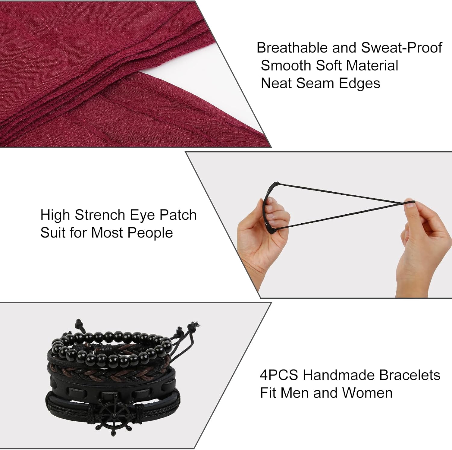 TEBIEKOY 7 PCS Halloween Pirate Costume Accessories for Women Men - Pirate Hat Pirate Head Scarf Bandanas Belt,Bracelets,Eye Patch Renaissance Viking Accessories