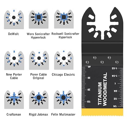 Miniatura 5 de Hojas de sierra oscilantes de titanio, 50 piezas, de plástico, de madera, de metal, para herramientas Dewalt, cable Porter Bosch, negro, y Decker,
