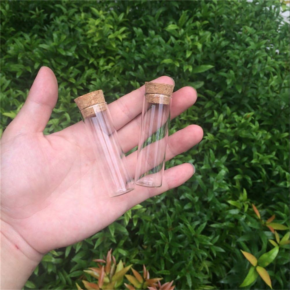 22x70mm 18ml Empty Glass Transparent Clear Potion Bottles with Cork Stopper Glass Vials Jars Packaging Bottles Test Tube Jars 24pcs (24, 18ml)