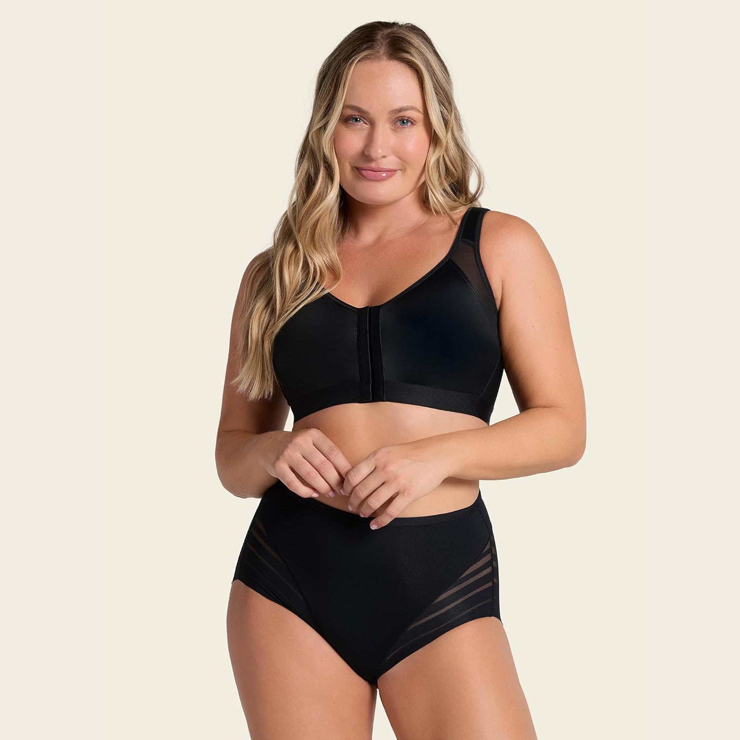 Leonisa High Waisted Invisible Tummy Control Shapewear for Women - Stripe Lace Ladies Underwear Panties - Image 2