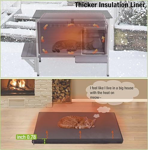 Miniatura 3 de GUTINNEEN Outdoor Cat House Insulated for Winter Weatherproof Feral Cat Shelter