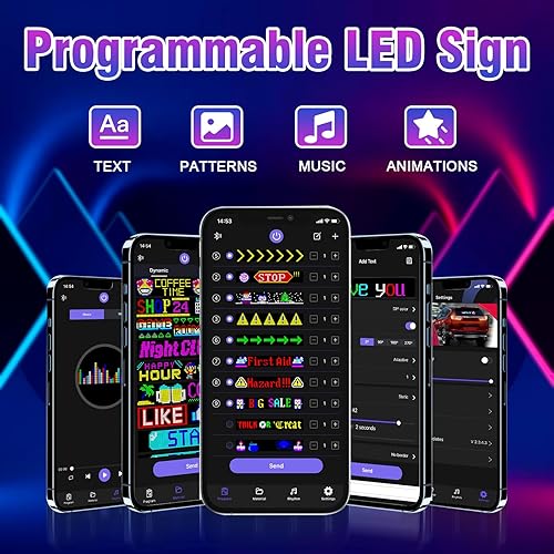 Vista 22 de GOTUS Señal LED programable,Signos digitales flexibles de desplazamiento,Señal de coche LED,Control por Bluetooth APP Control,Texto de diseño DIY