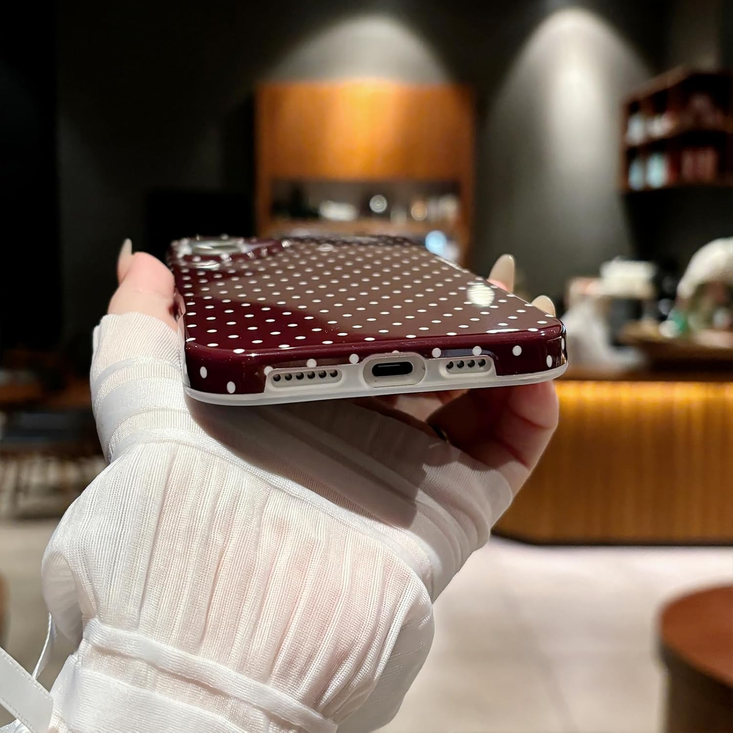 Jmltech for iPhone 17 Pro Max Case Women Girly Aesthetic Trendy Polka Dot Phone Cases Simple Design Retro Slim Drop Protection Protective Cover for iPhone 17 Pro Max Burgundy Red - Image 3
