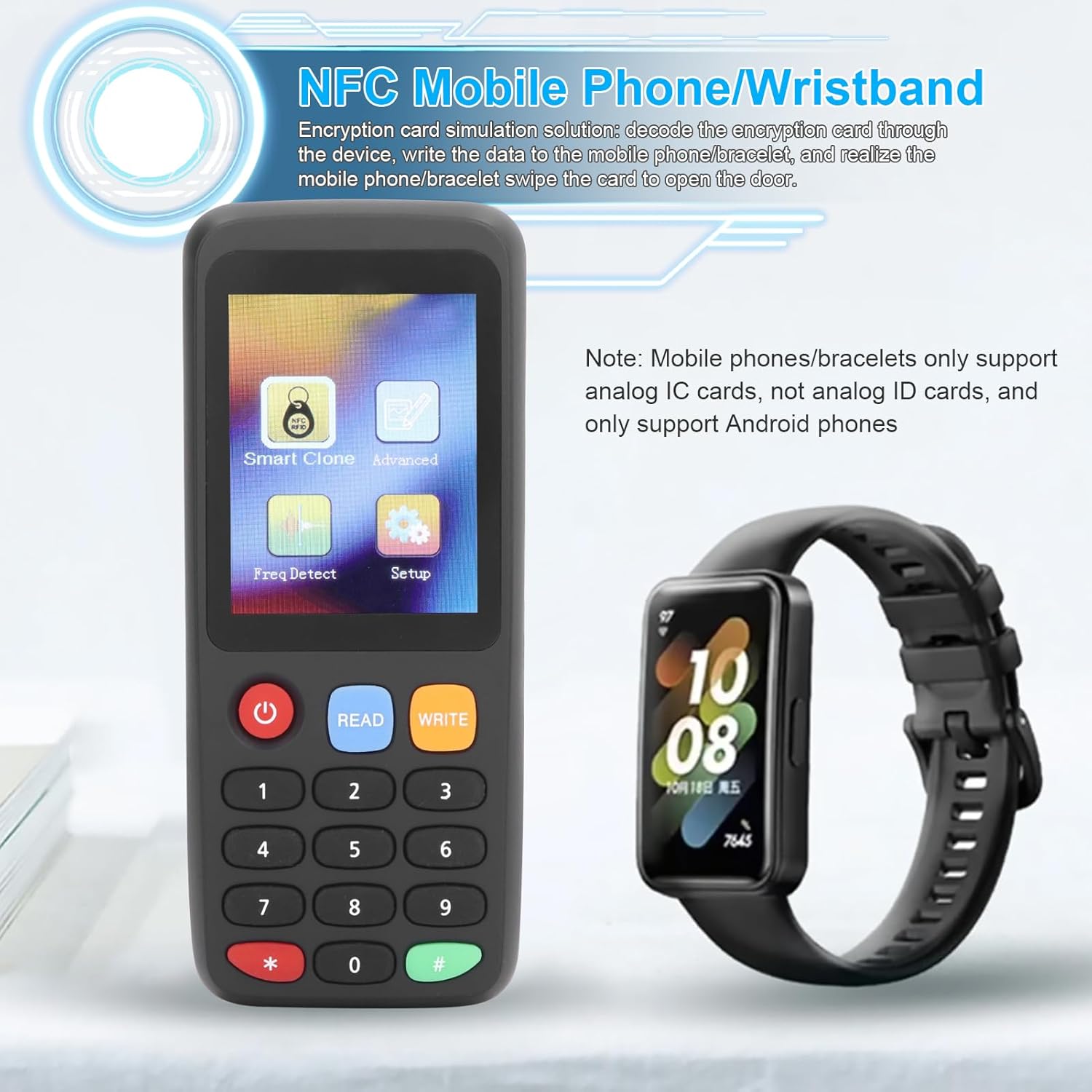 Smart Card RFID Copier ID IC Reader Writer RFID Reader Writer Duplicator Encrypted Card Decoder RFID Smart Card Programmer (5 UID Buckles 5 UID Cards)