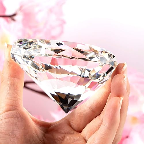 Miniatura 2 de Peso de papel de diamantes de cristal transparente con caja de regalo, 80 mm de forma de corazón, peso de papel de cristal de diamante real, peso de