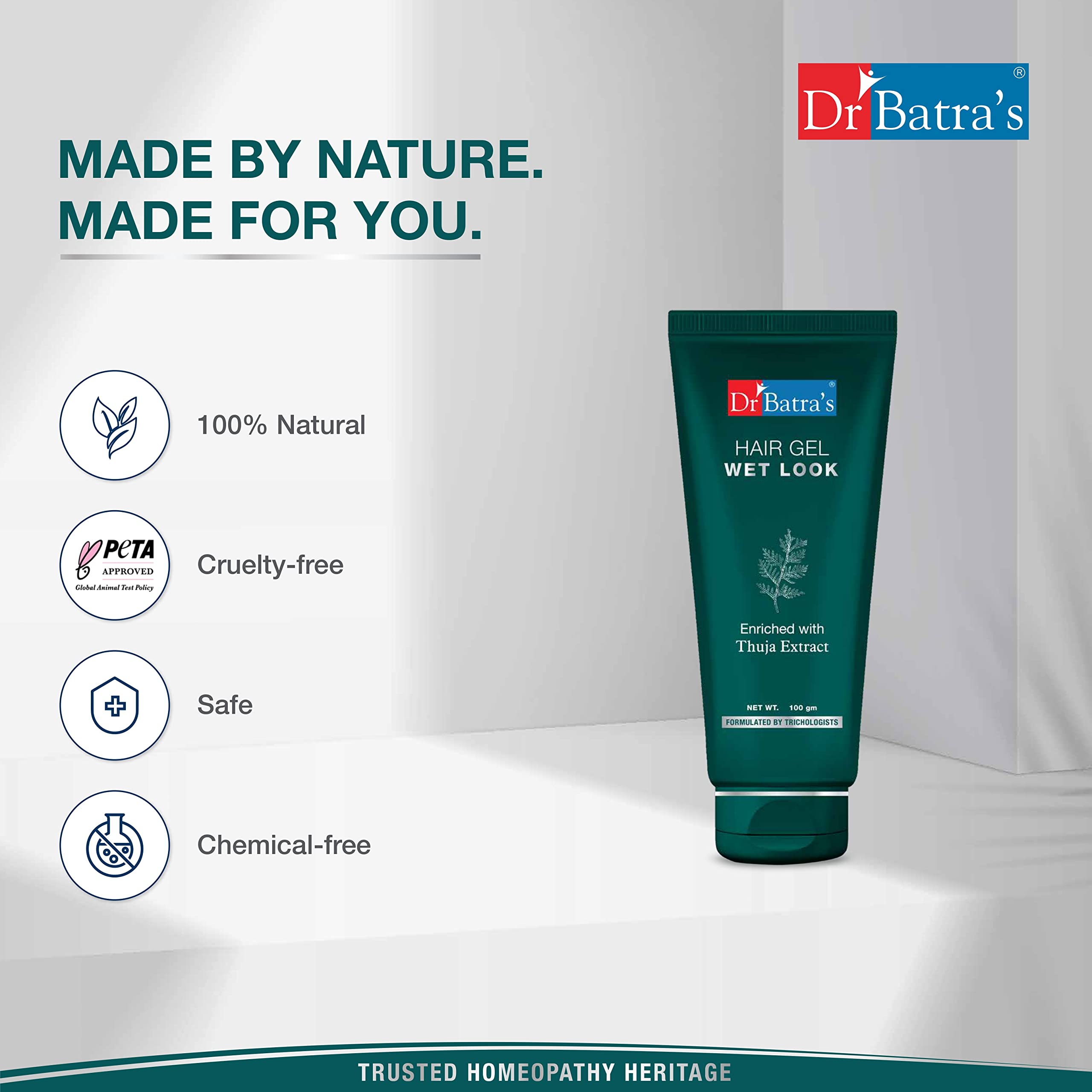 Dr Batra's Hair Gel for Men with Thuja Extract – Strong Hold, Non-Sticky Formula, Natural Shine & Daily Hair Styling Support | 100 gm 2