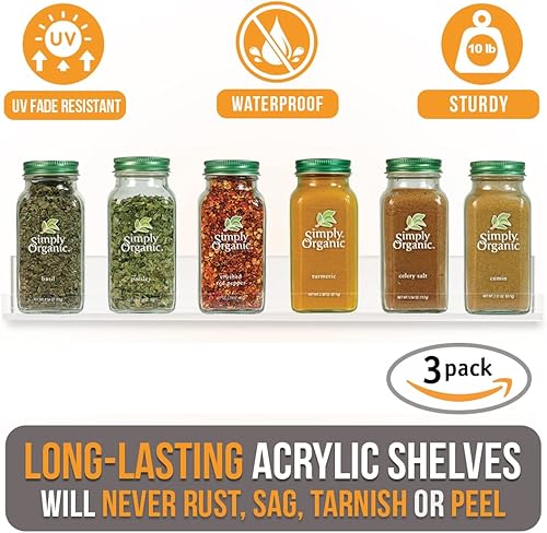 Miniatura 4 de El organizador de especias de acrílico "invisible". El organizador de hierbas y especias perfecto para la cocina Estantes flotantes amurados a la