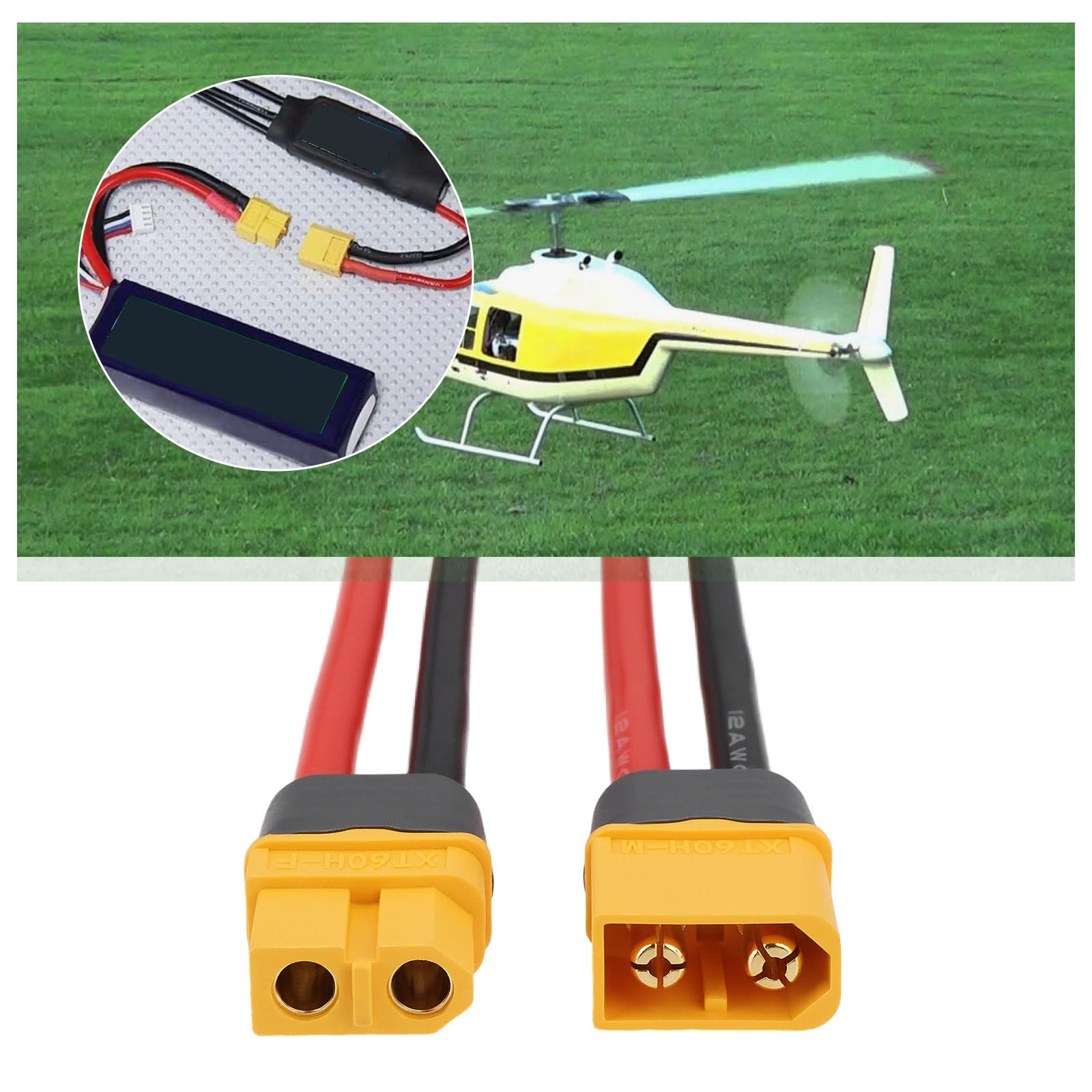 VGOL 2 Pares Conectores XT60H Precableados Con Tapa – Macho Y Hembra De 12 AWG, 30 A Y 10 Cm, Ideal Para Baterías Lipo, RC, Drones Y Cargadores