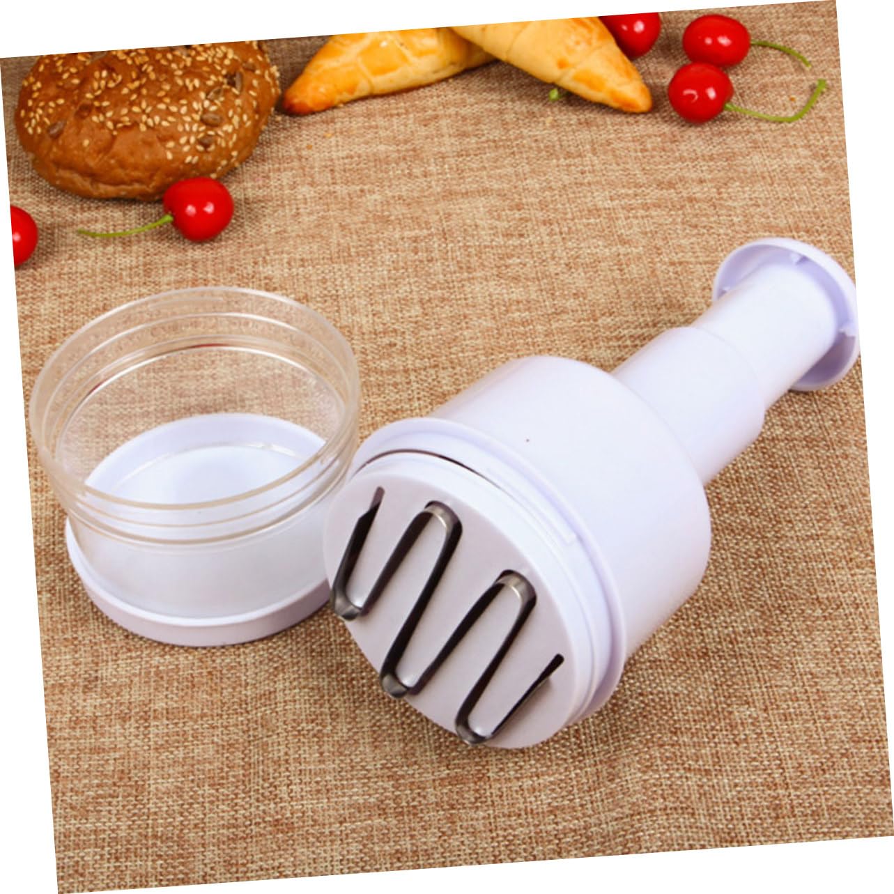 Cabilock 1 PC Multi Function Garlic Grinding Tool Manual Vegetable Cutter Slap Press Chopper for Easy Clean Kitchen Use Removable Slicer Practical Shredder White