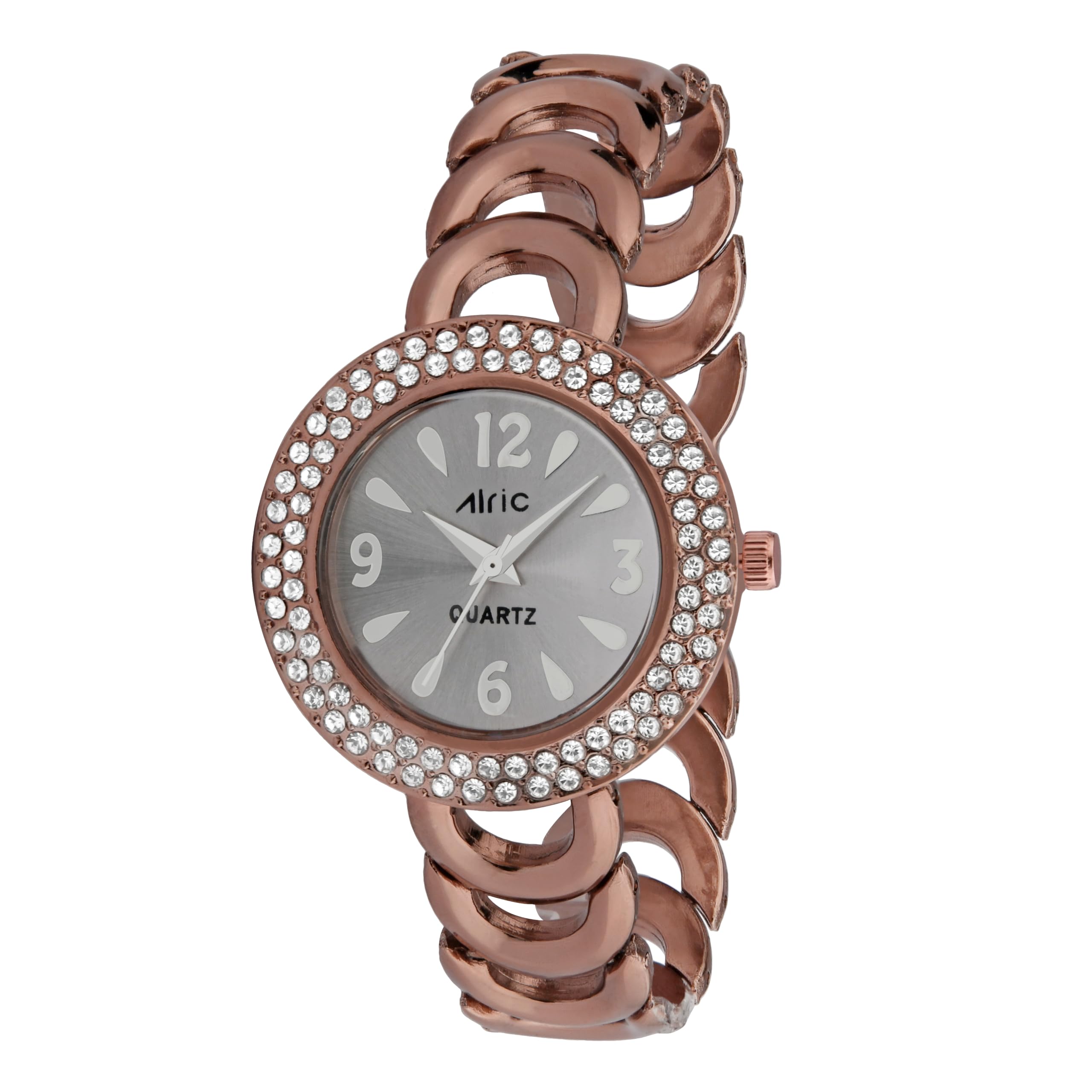 Alric (Regal Stylish Ladies Watch for Girls | Glossy Metallic Finish Strap Watch | Analog Quartz with Jewels | Diamond Studded | Trendy Slim Dial | Elegant Watch for Women (Brown & Silver) (B0D9SB7KCF) Amazon Price History, Amazon Price Tracker