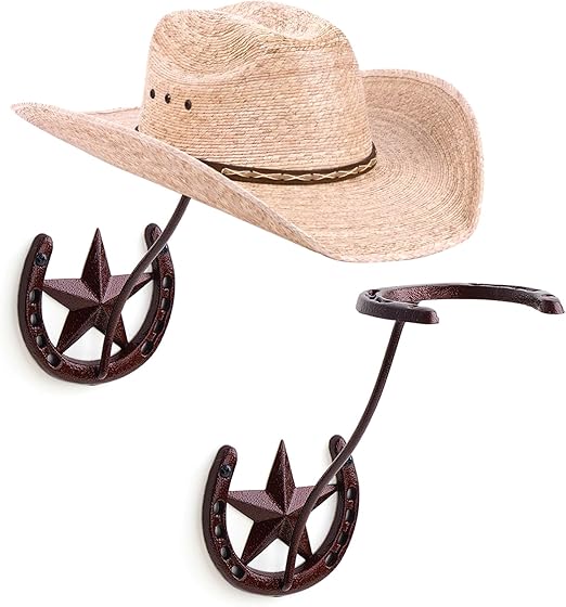 Amazon.com: HYDERMUS Cowboy Hat Rack for Wall 2 Pack Rustic Metal ...