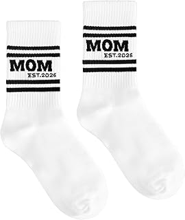 Gifts for Dad and Mom Socks - Funny Black White Cotton Crew Socks, Anniversary Birthday Gifts for New Parents