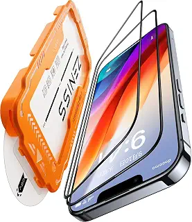 iphone 14/13/13pro ガラスフィルム 用 【米軍No.1規格航空材料&独創的なガイド枠】2枚セット いphone14保護フィルム | 全面保護 硬度10H 耐衝撃 気泡なし Zeniss 自動吸着 貼付け簡単 いphone13 pro フィルム 超クリア画質 高光沢 ブルーライトカット 目の疲れ軽減 アイフォン14 指紋·破損·飛散防止 超フィット感 極細黒縁あり 6.1インチ