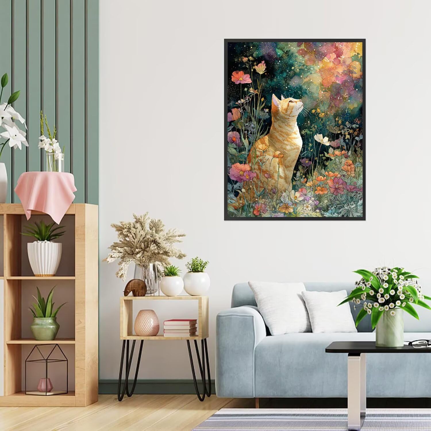 Dipingere con i Numeri Adulti gatto, Fiori Dipingere con i Numeri Bambini DIY Kit, Set Premium con Pennelli, Decorazione Casa & Creativo Regalo di Compleanno, Attività di Tempo libero 90x120cm z-284