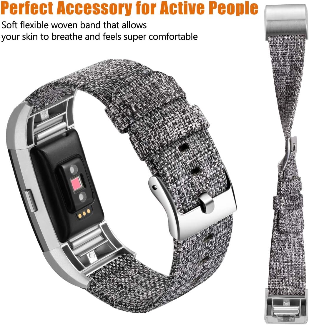 Maledan Compatible with Charge 2 Bands for Women Men, Small, Charcoal