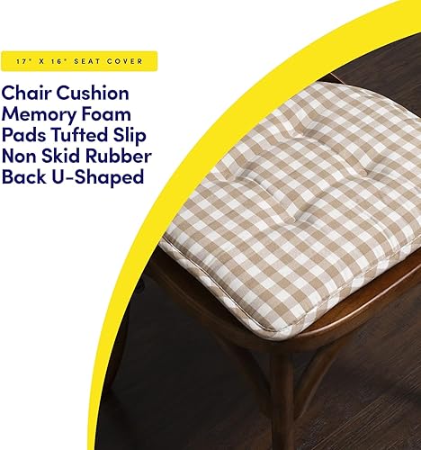 Miniatura 156 de Sweet Home Collection Cojines de espuma viscoelástica para silla, goma antideslizante y parte trasera de goma antideslizante en forma de U de 17 x