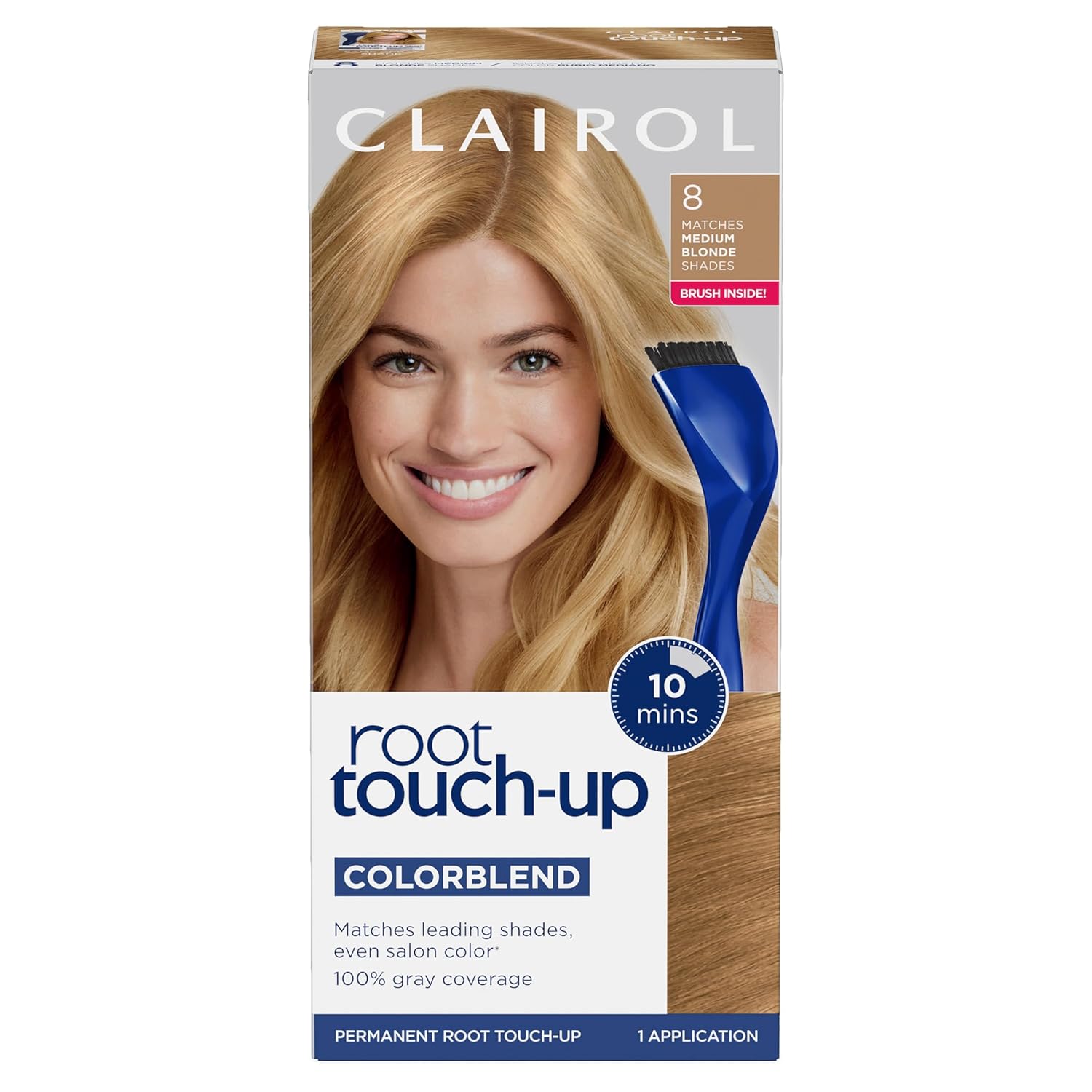 Clairol Root Touch-Up by Nice’n Easy Permanent Hair Dye, 8 Medium Blonde Hair Color, Pack of 1 Clairol Root Touch-Up by Nice’n Easy Permanent Hair Dye, 8 Medium Blonde Hair Color, Pack of 1